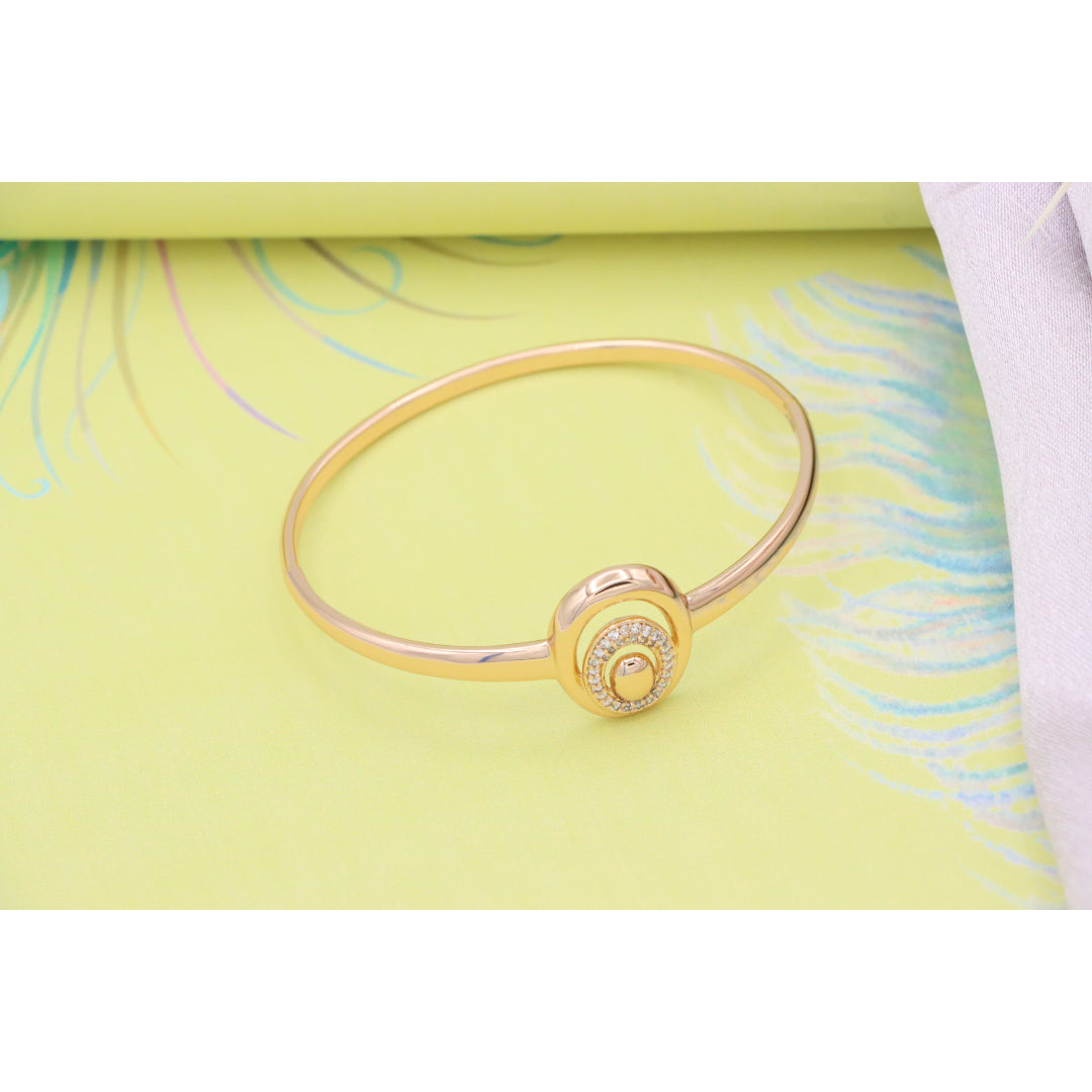 Elegant Rose Gold Bangle with Crystal Halo Oval Accent Design, XPBL0517 (2052-7)