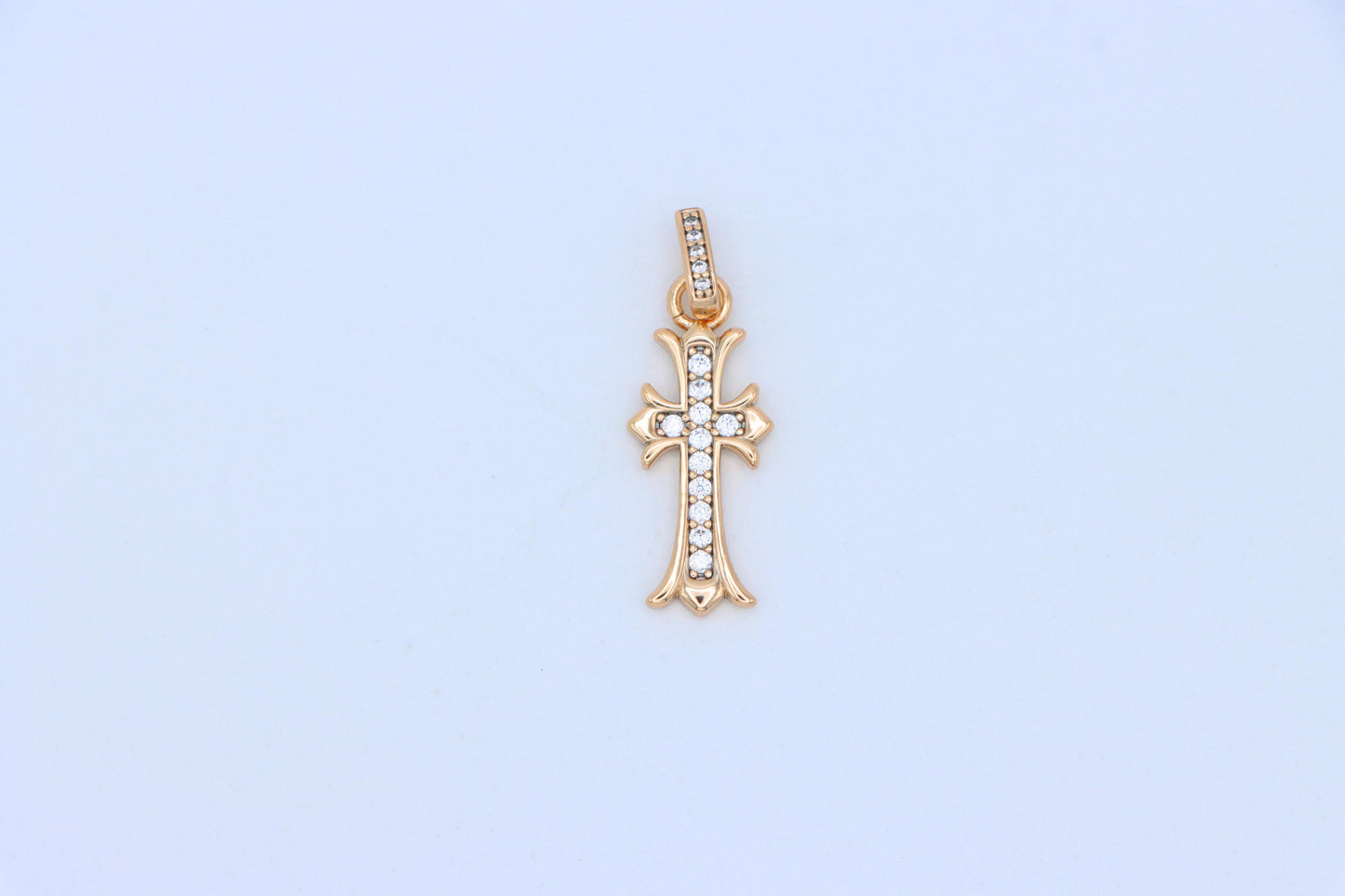 Elegant Rose Gold Cross Pendant with Sparkling Accents, XPPT1629 (2149-3)