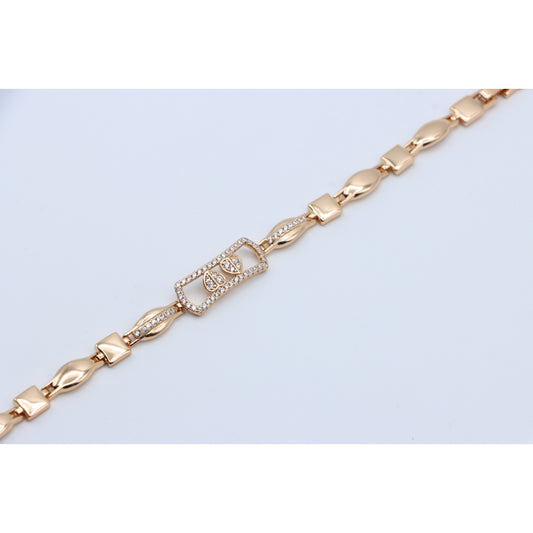 Elegant Rose Gold Bracelet with Double Drop Stone Accent, XPBL0919 (2092-8)