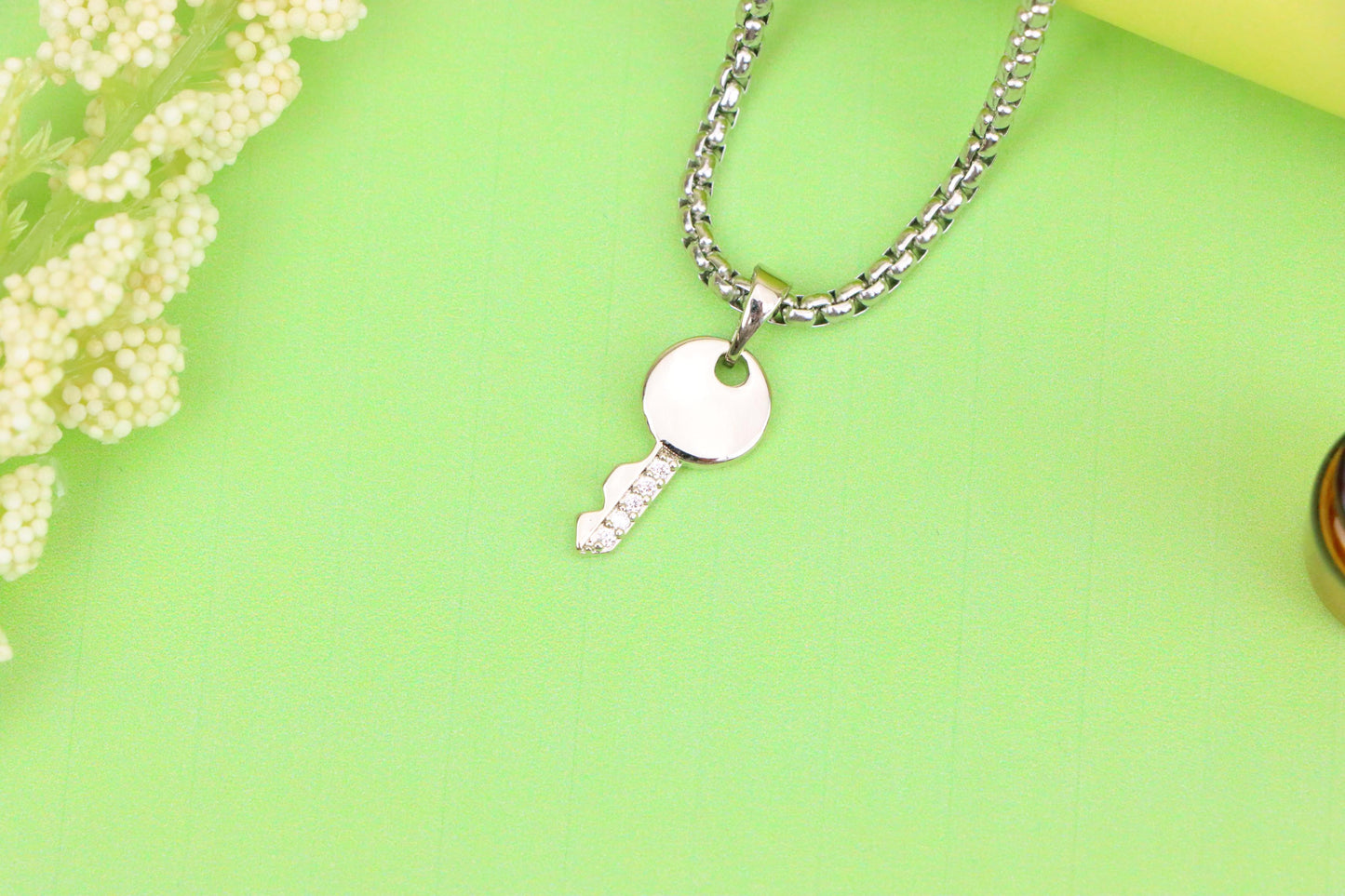 Stylish Silver Key Design Pendant in Gold Plated Brass, XPPT1630 (2149-4)