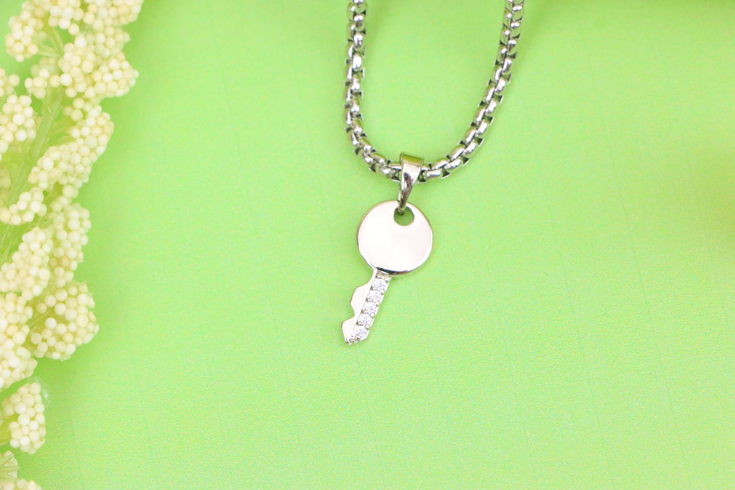 Stylish Silver Key Design Pendant in Gold Plated Brass, XPPT1630 (2149-4)