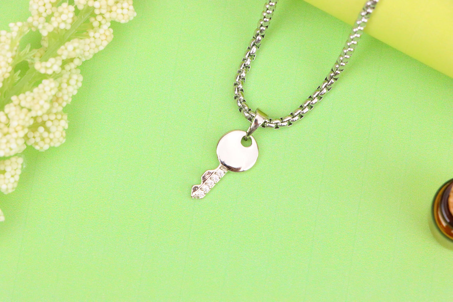 Stylish Silver Key Design Pendant in Gold Plated Brass, XPPT1630 (2149-4)