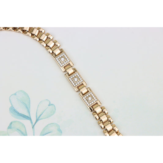 Elegant Square Motif Rose Gold Bracelet with CZ Accents, XPBL0920 (2092-9)