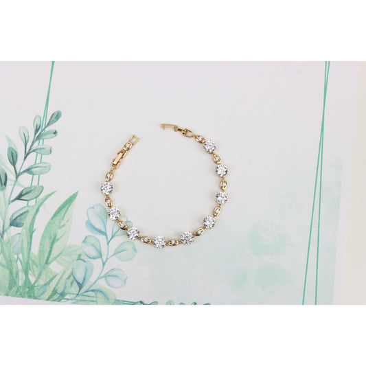 Elegant Round Zircon Rose Gold Bracelet with Sparkling Finish, XPBL0921 (2092-10)