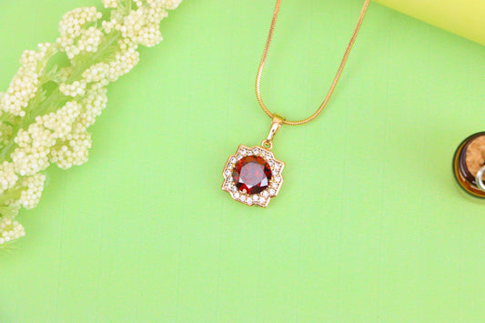 Red Round-Cut Halo Pendant in Rose Gold, XPPT1633 (2149-6)