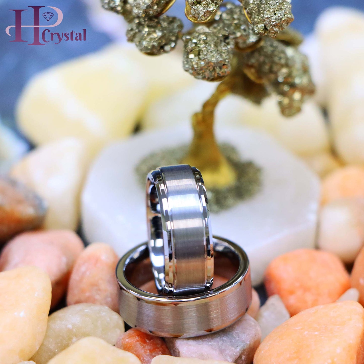 Brushed with Polished Shiny Raised Edge/Stepped Edge Tungsten Ring