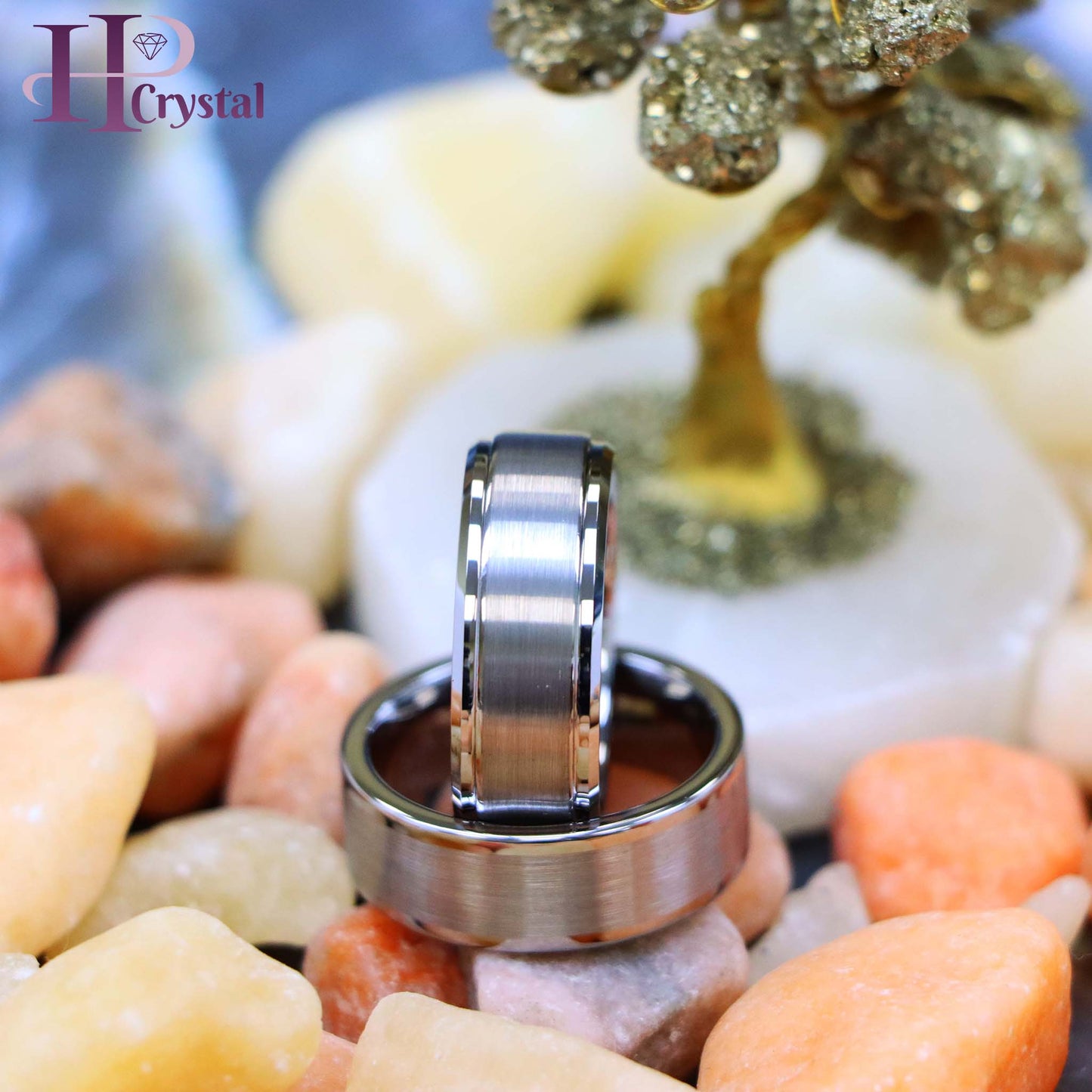 Brushed with Polished Shiny Raised Edge/Stepped Edge Tungsten Ring