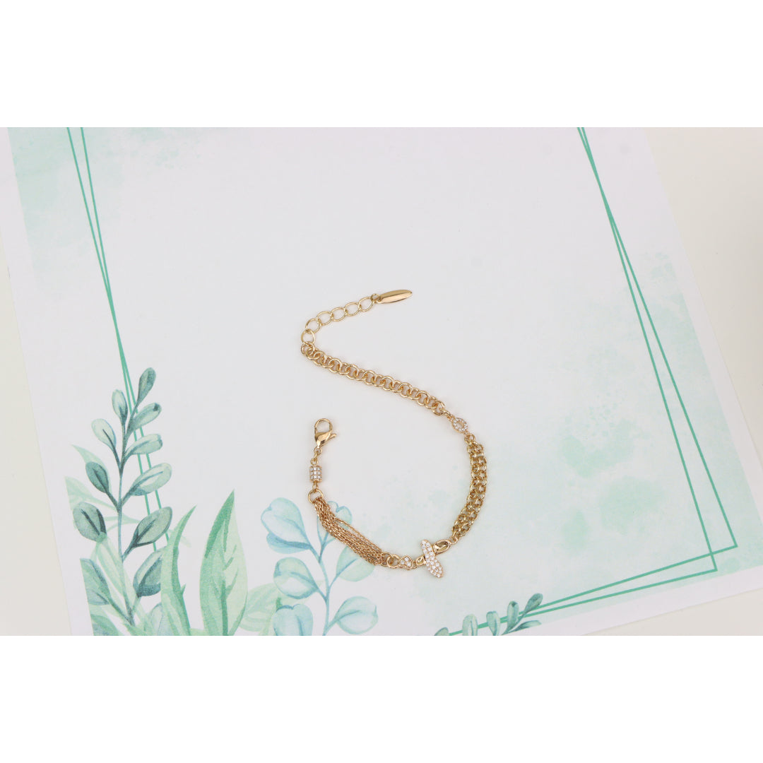 Elegant Rose Gold Plated Bee Charm Bracelet with Dual Chain Design, XPBL0923 (2093-2)