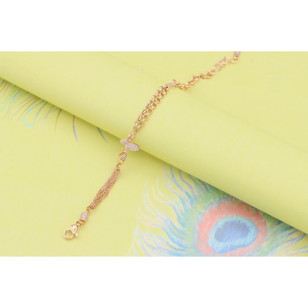 Elegant Rose Gold Plated Bee Charm Bracelet with Dual Chain Design, XPBL0923 (2093-2)