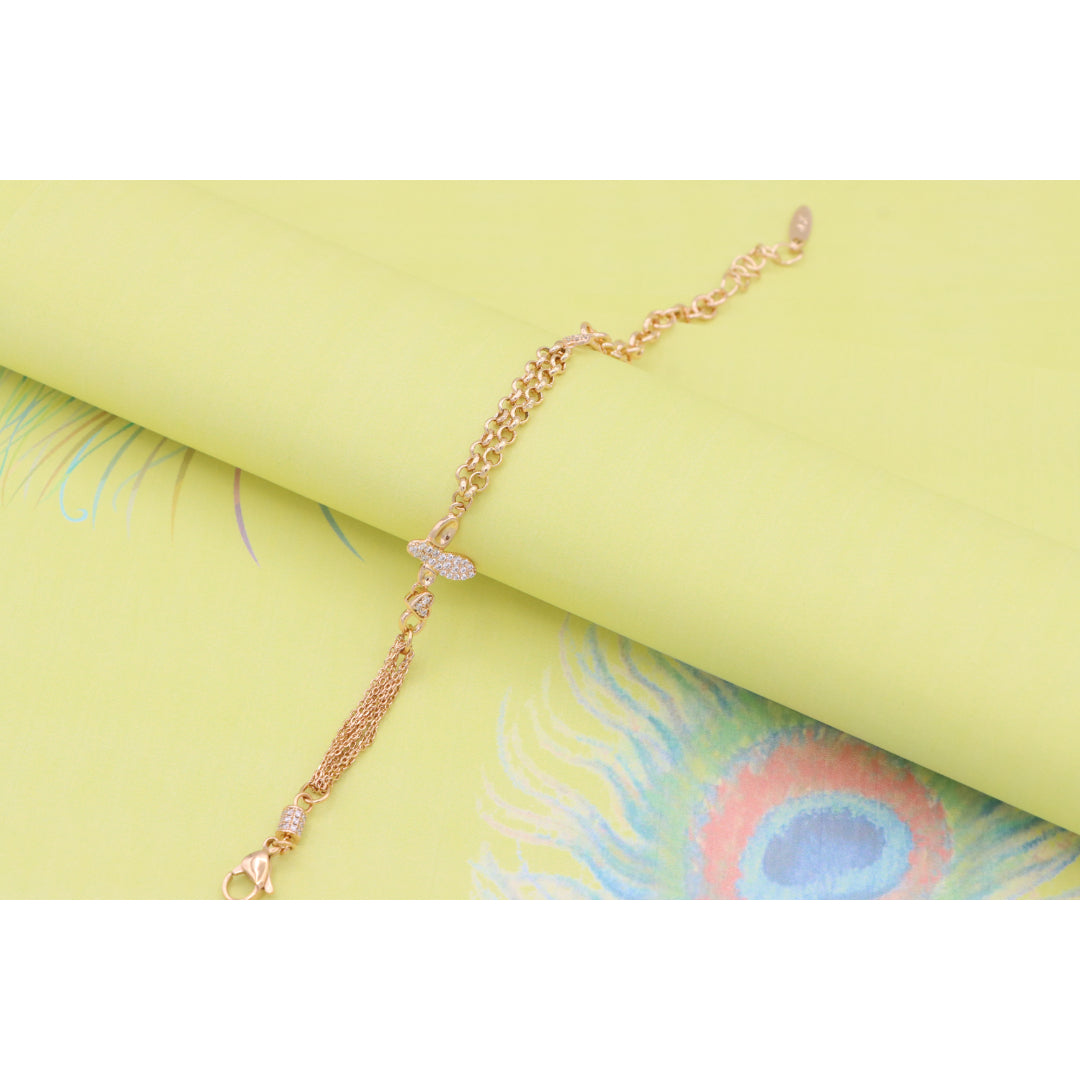 Elegant Rose Gold Plated Bee Charm Bracelet with Dual Chain Design, XPBL0923 (2093-2)