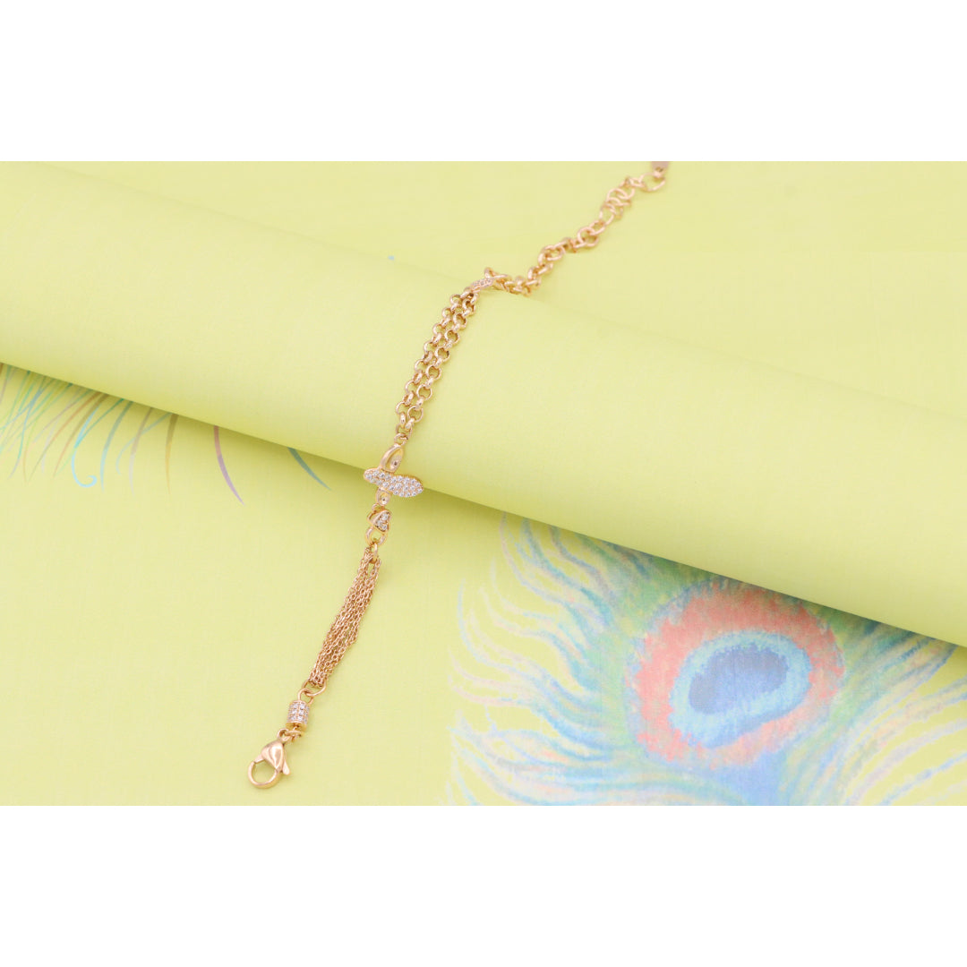 Elegant Rose Gold Plated Bee Charm Bracelet with Dual Chain Design, XPBL0923 (2093-2)