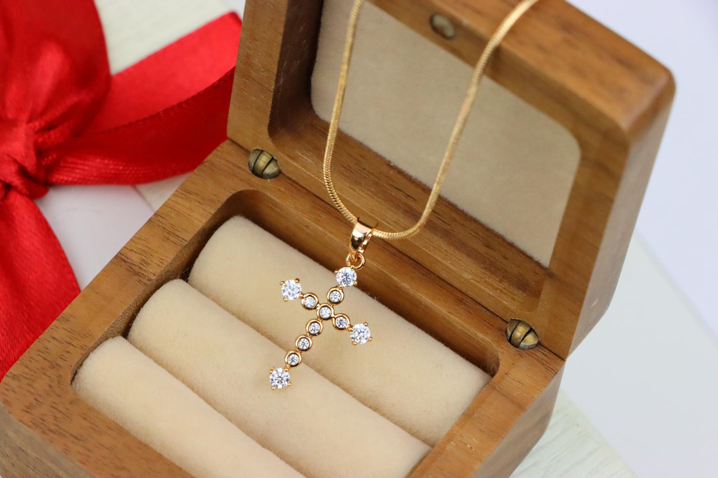 Rose Gold Cross Pendant with Sparkling Cubic Zirconia Accents, XPPT1239 (2124-5)