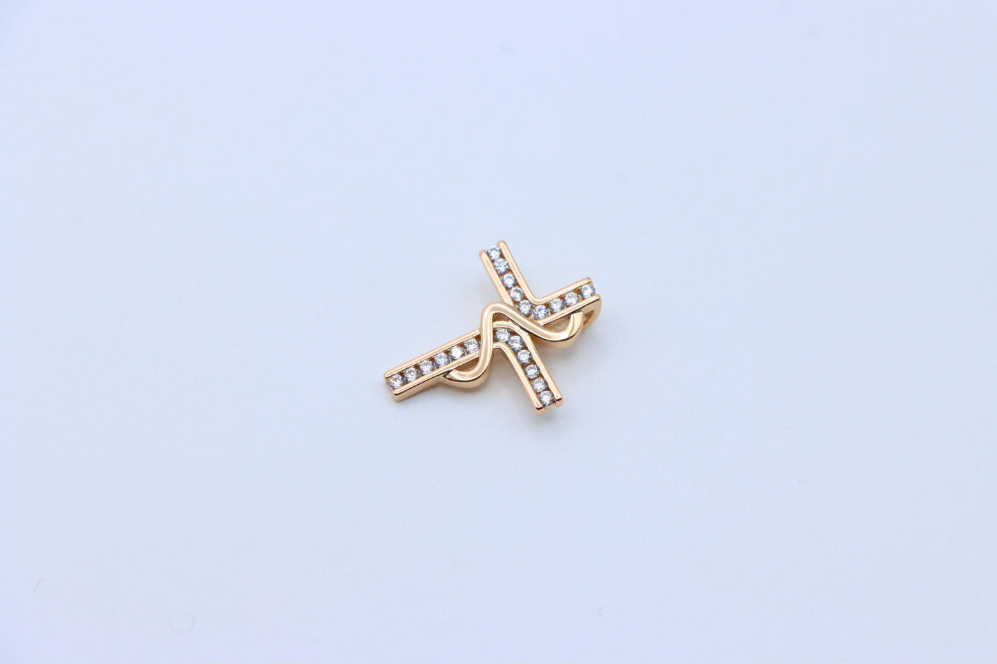Rose Gold Cross Pendant with Elegant Criss-Cross Cubic Detailing, XPPT1240 (2124-6)