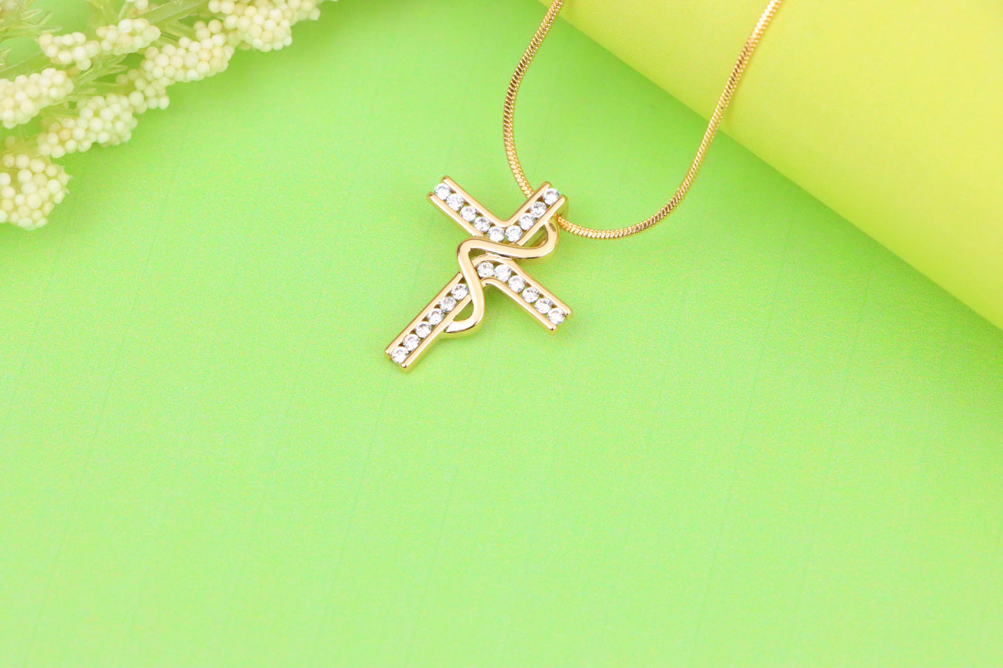 Rose Gold Cross Pendant with Elegant Criss-Cross Cubic Detailing, XPPT1240 (2124-6)