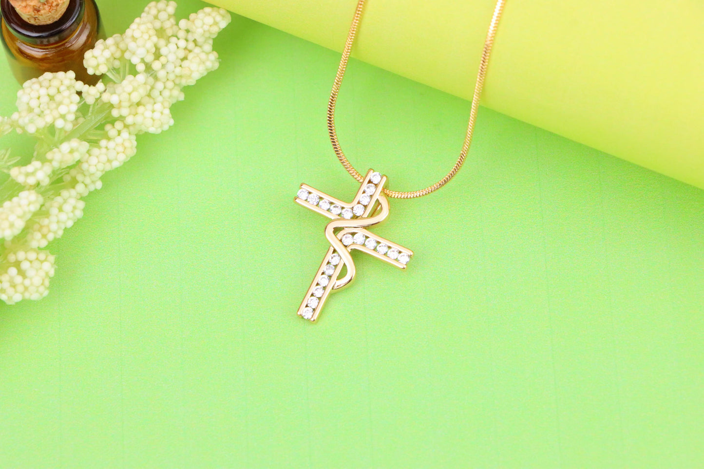 Rose Gold Cross Pendant with Elegant Criss-Cross Cubic Detailing, XPPT1240 (2124-6)