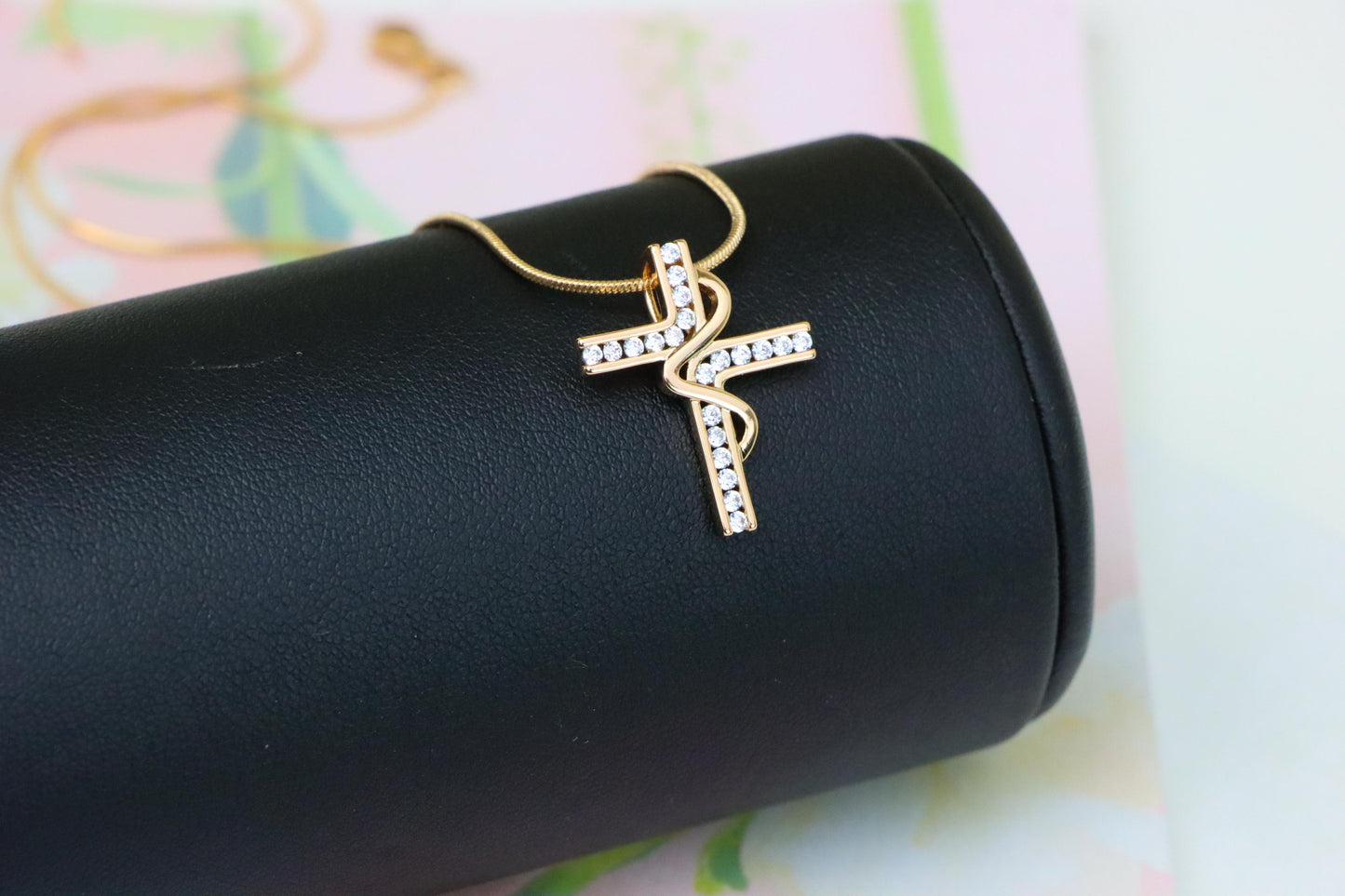 Rose Gold Cross Pendant with Elegant Criss-Cross Cubic Detailing, XPPT1240 (2124-6)