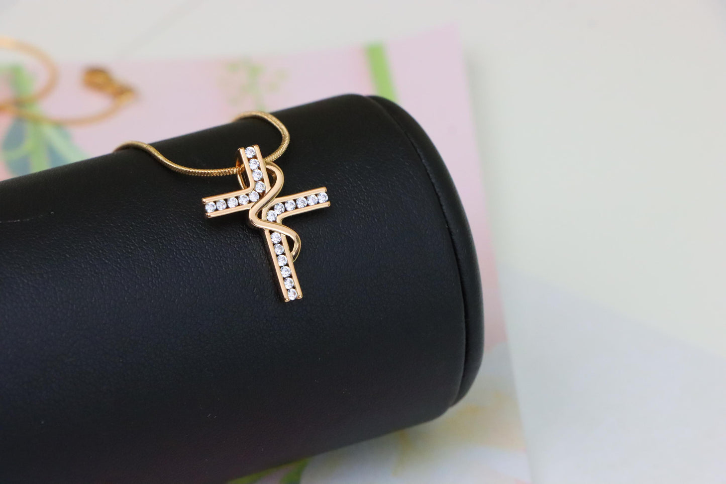 Rose Gold Cross Pendant with Elegant Criss-Cross Cubic Detailing, XPPT1240 (2124-6)