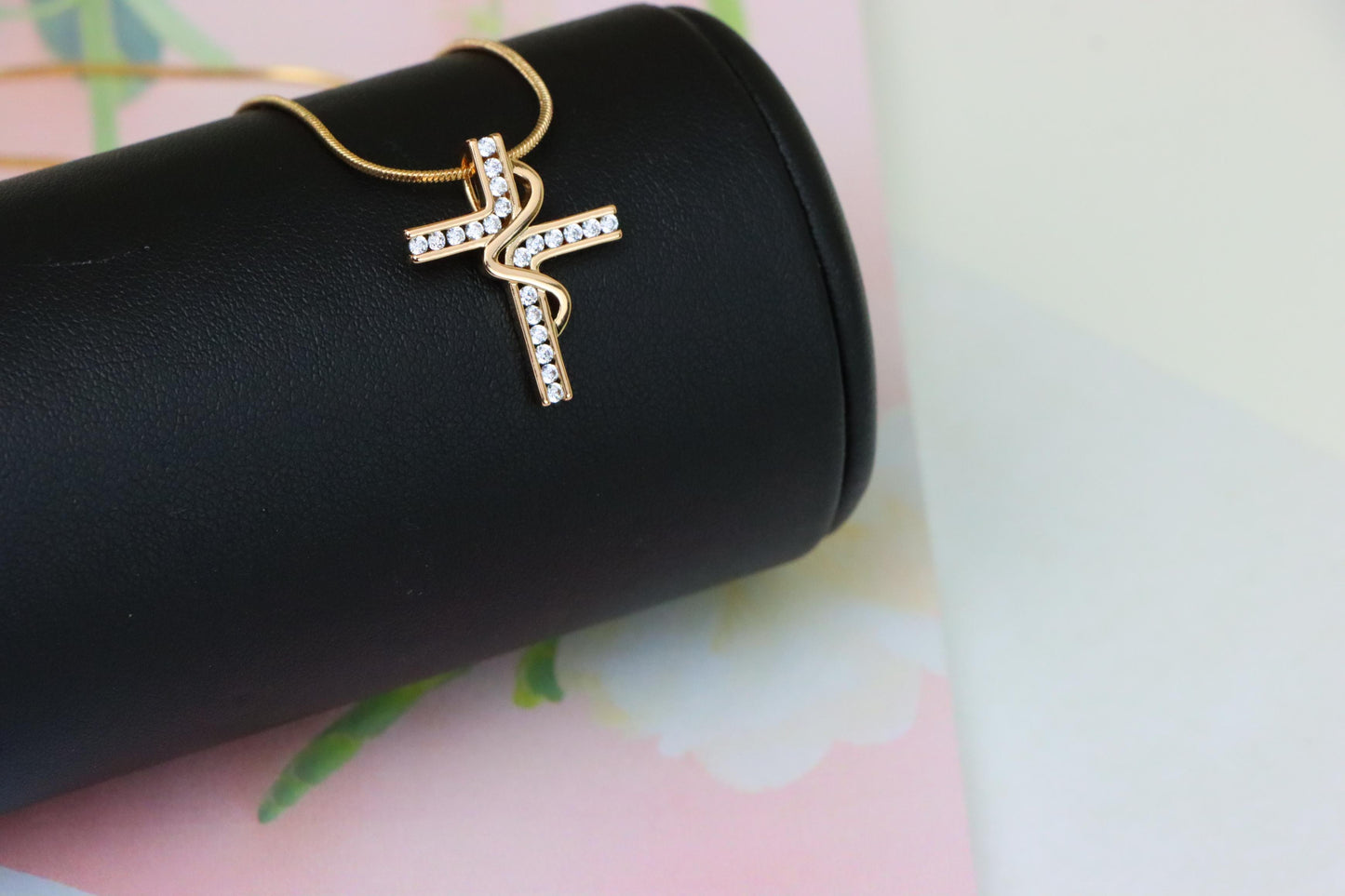 Rose Gold Cross Pendant with Elegant Criss-Cross Cubic Detailing, XPPT1240 (2124-6)