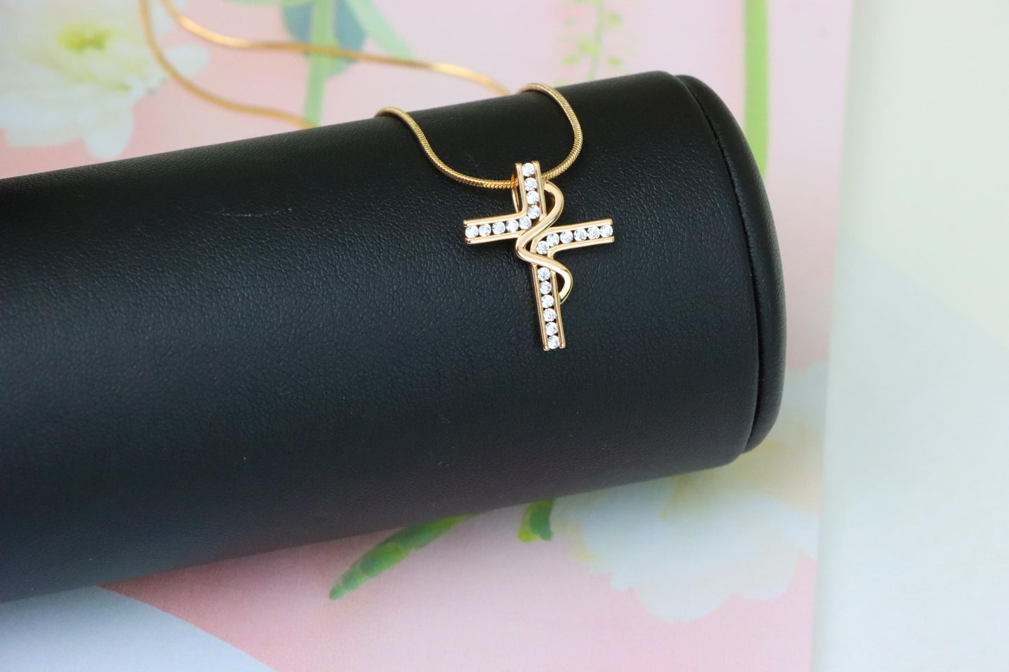 Rose Gold Cross Pendant with Elegant Criss-Cross Cubic Detailing, XPPT1240 (2124-6)