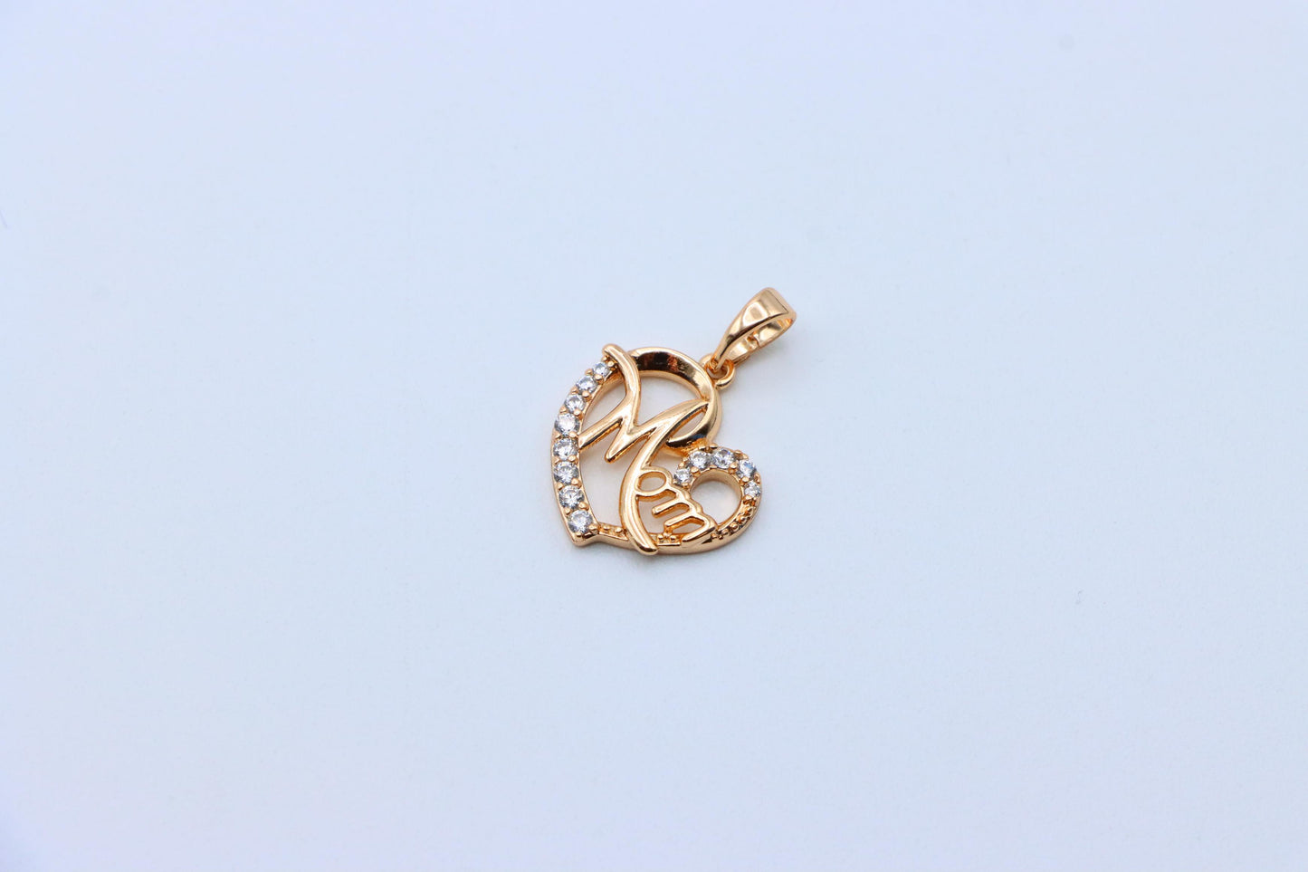 Rose Gold Heart Pendant with Sparkling 'Mom' Letter Design, XPPT1241 (2124-7)
