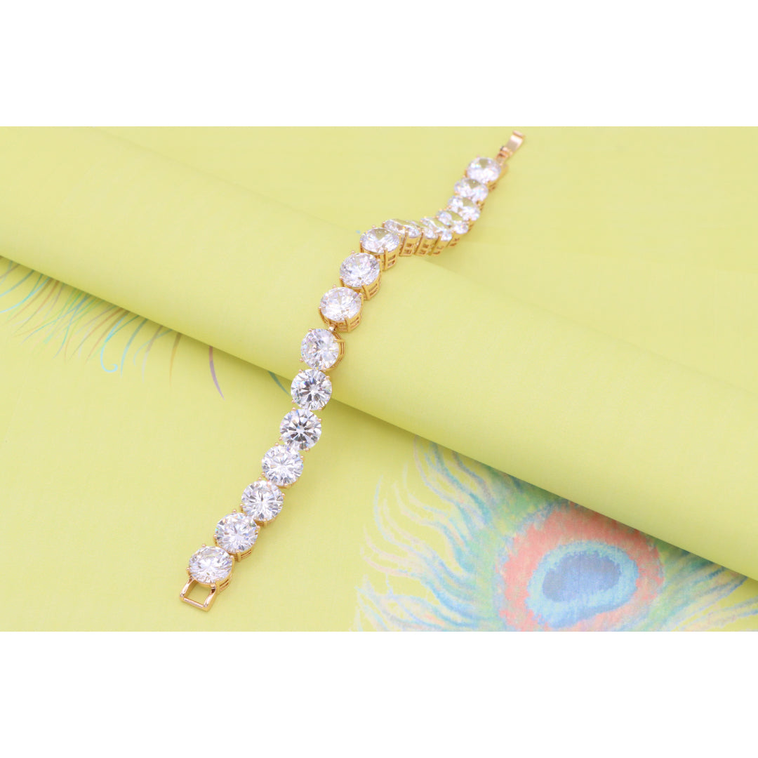 Rose Gold Plated Brass Bracelet with Large Sparkling Round Stones, XPBL0925 (2093-4)