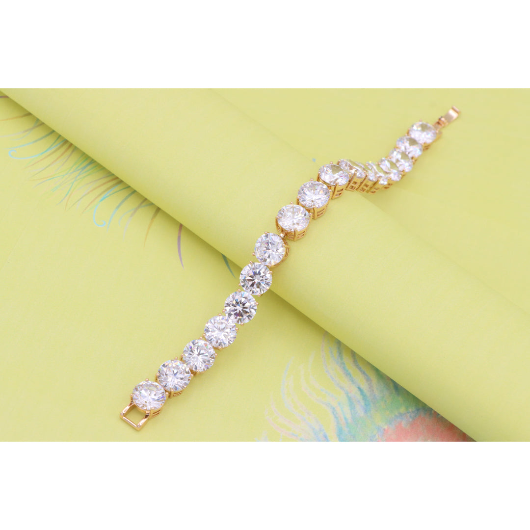 Rose Gold Plated Brass Bracelet with Large Sparkling Round Stones, XPBL0925 (2093-4)