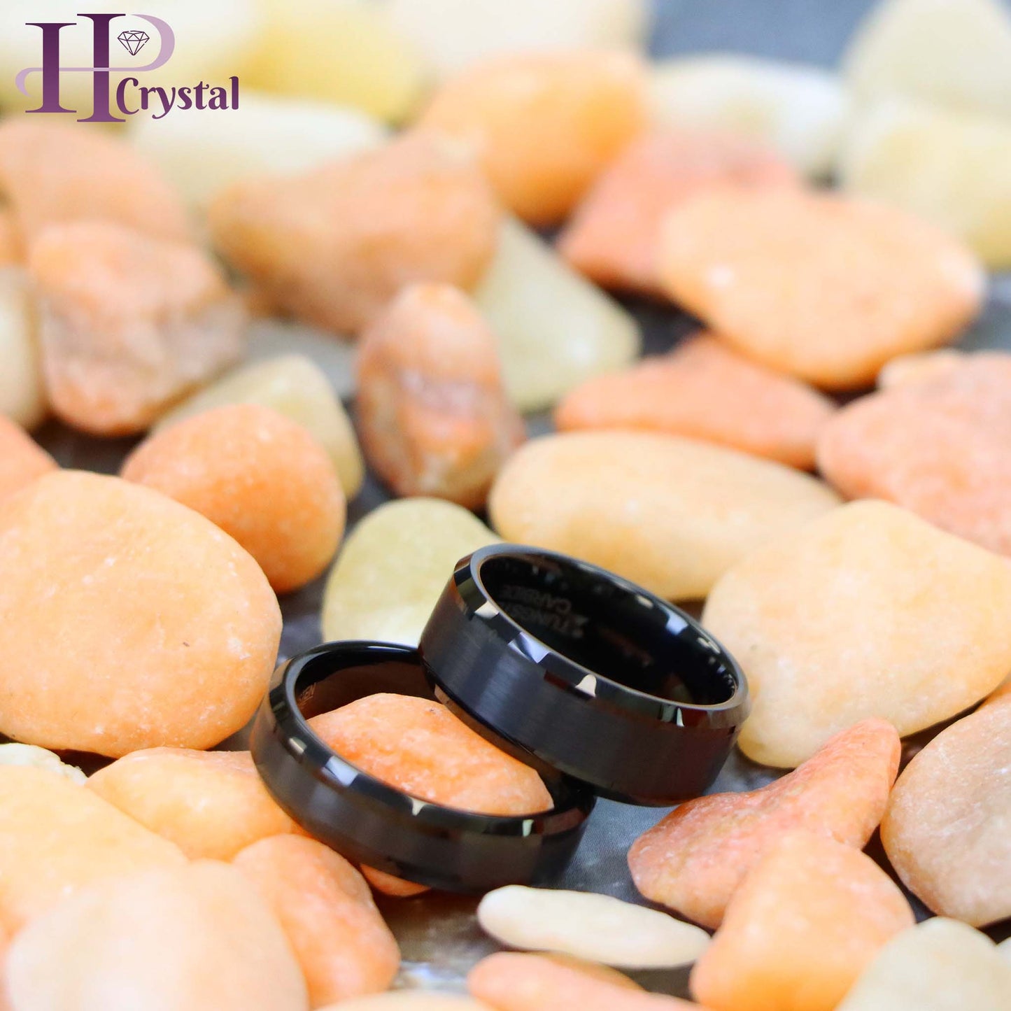 Black IP Plated Brushed Center Beveled Edge Tungsten Ring