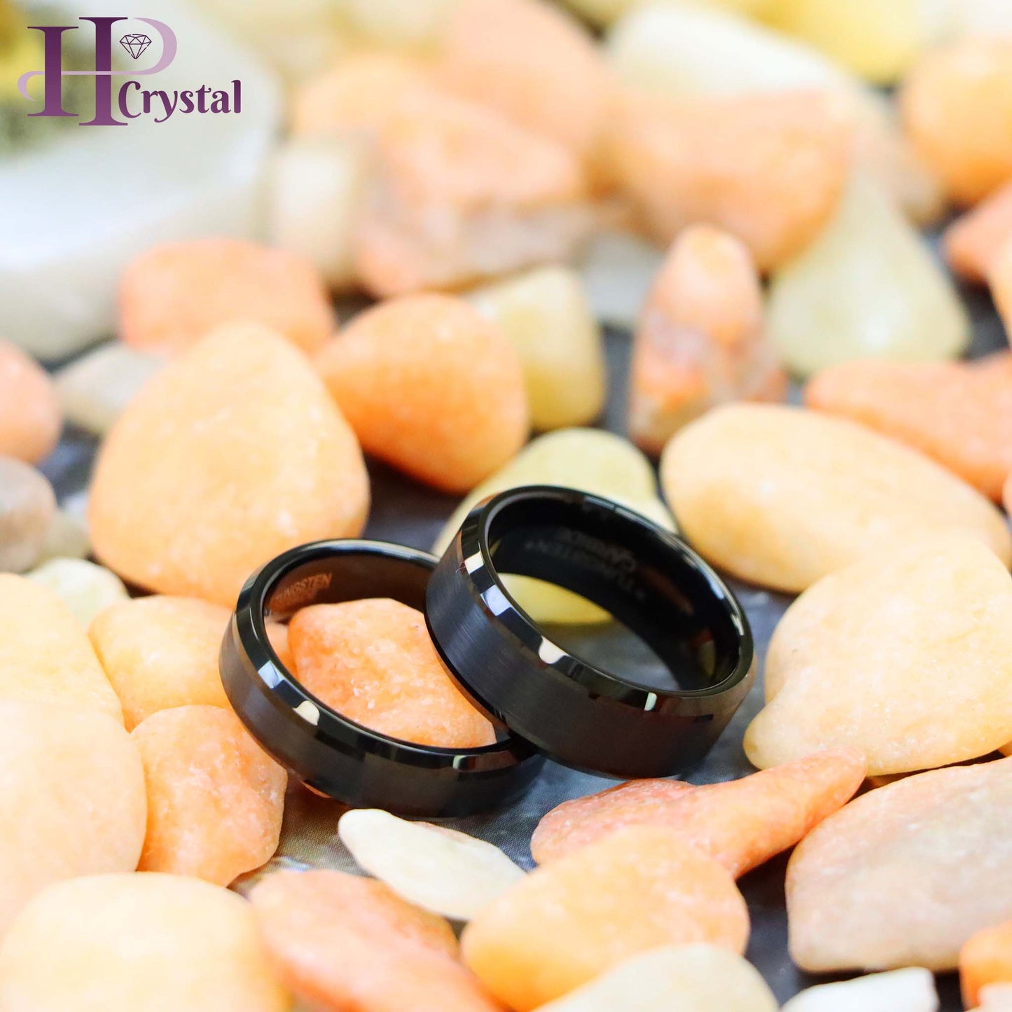 Black IP Plated Brushed Center Beveled Edge Tungsten Ring