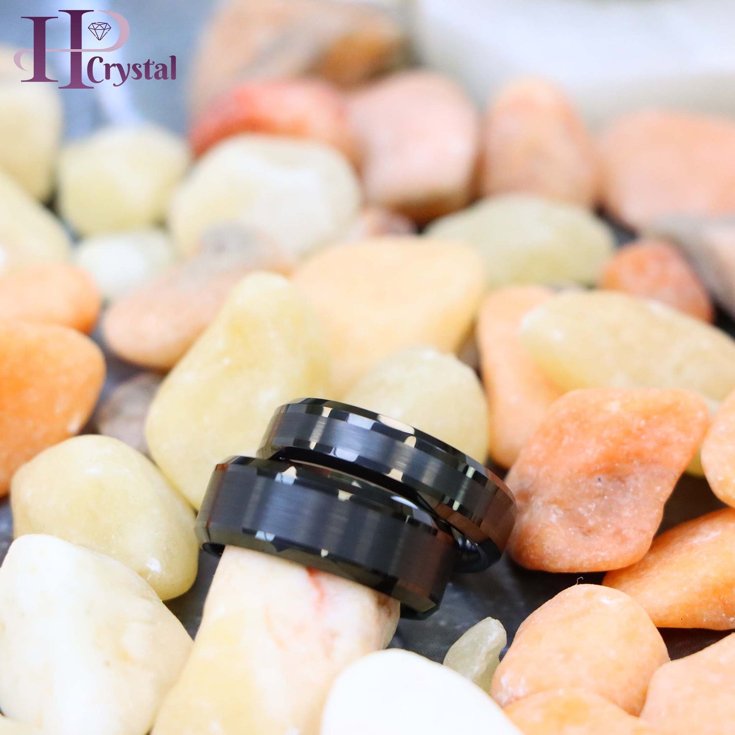 Black IP Plated Brushed Center Beveled Edge Tungsten Ring