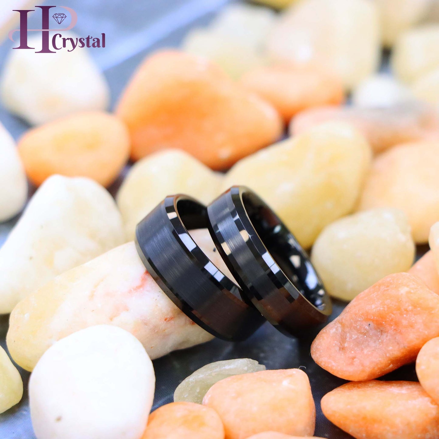 Black IP Plated Brushed Center Beveled Edge Tungsten Ring