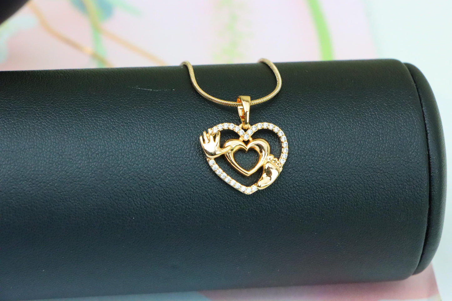 Rose Gold Baby Heart Pendant with Tiny Hands and Feet Design, XPPT1244 (2124-10)