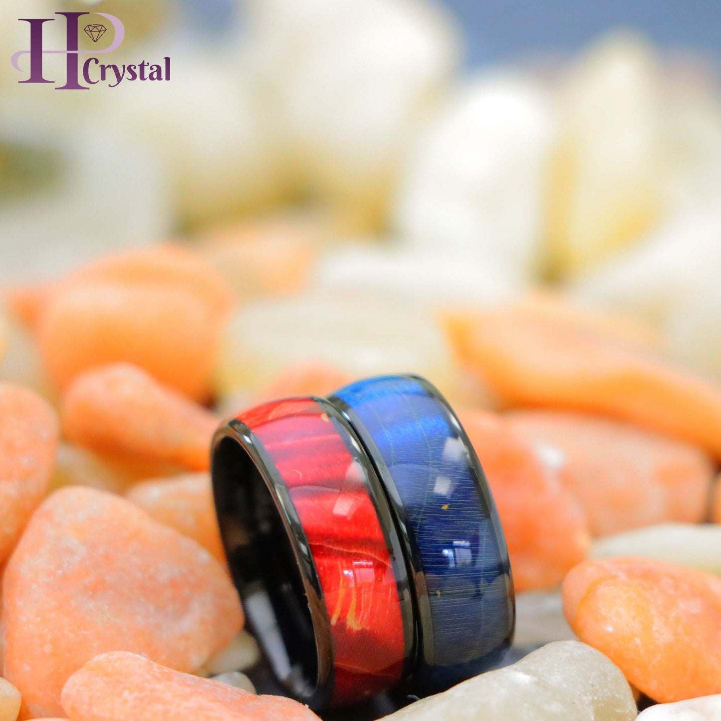 Black IP Domed Azure Stain Stabilized Wood/Burgundy Hue Solidified Wood Inlay Tungsten Ring