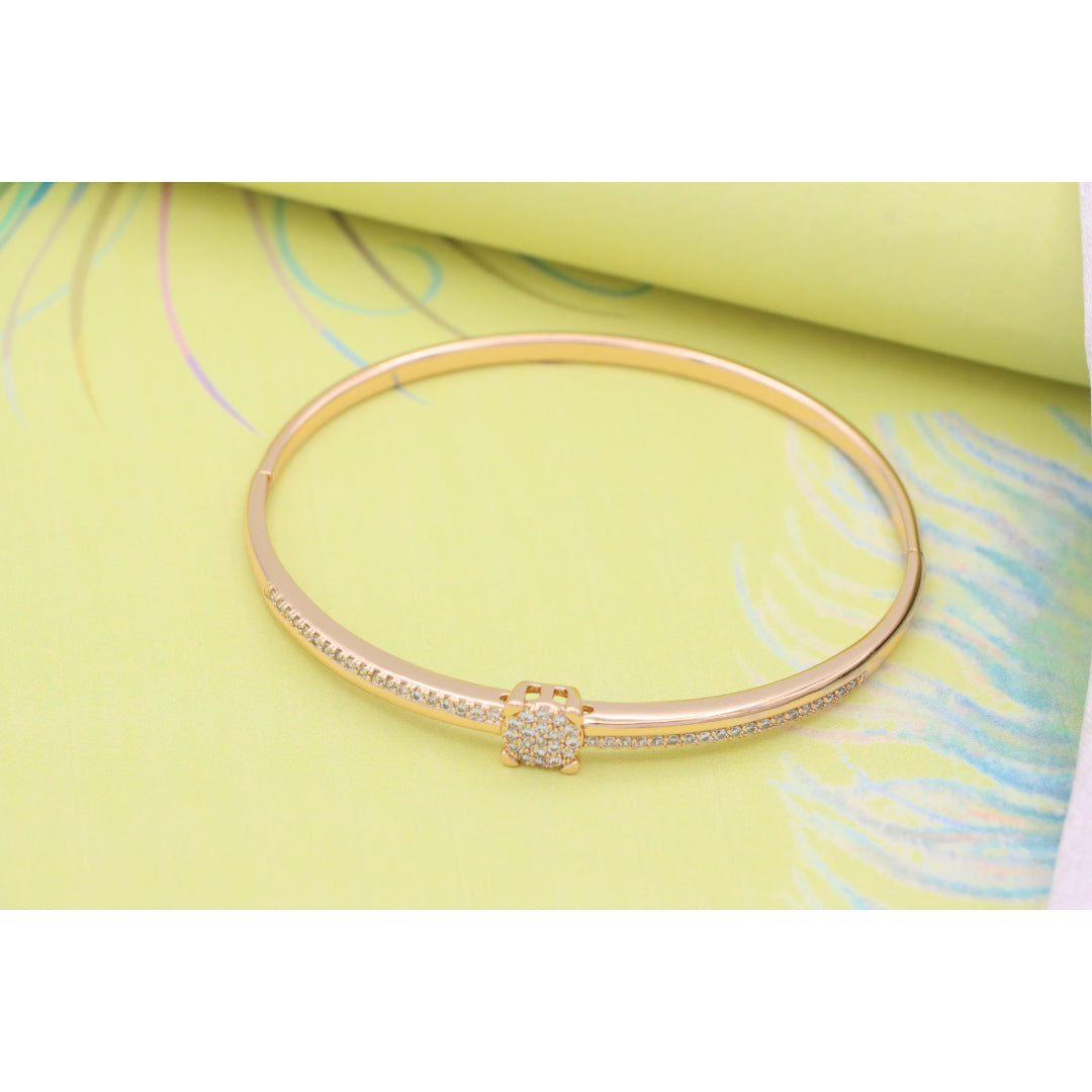 Rose Gold Bangle with Pave CZ Center Elegance, XPBL0531 (2054-1)