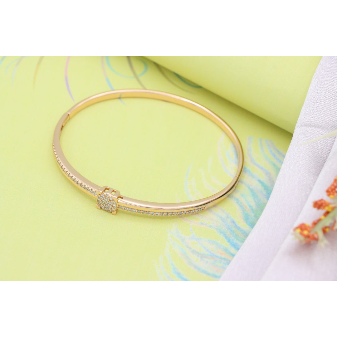 Rose Gold Bangle with Pave CZ Center Elegance, XPBL0531 (2054-1)