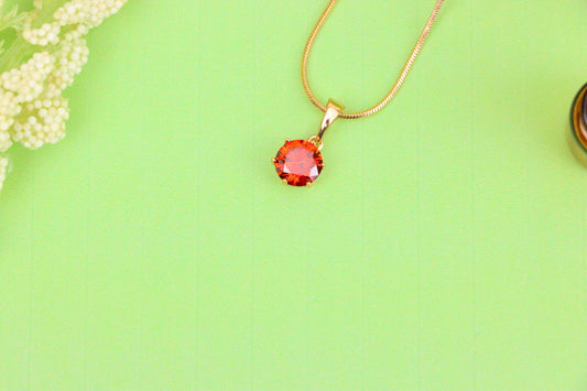 Radiant Red Round Pendant in Gold – Sparkle Elegance, XPPT1639 (2149-7)