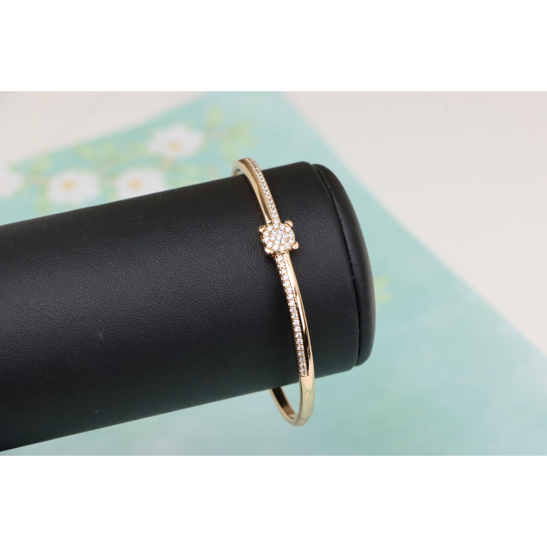 Rose Gold Bangle with Pave CZ Center Elegance, XPBL0531 (2054-1)