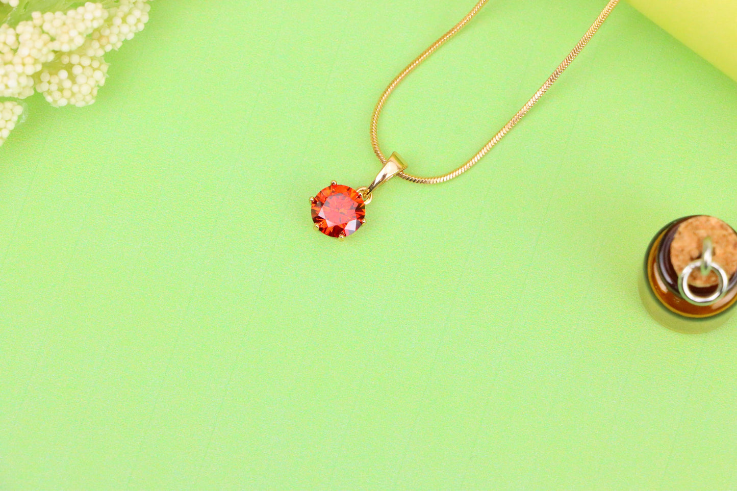 Radiant Red Round Pendant in Gold – Sparkle Elegance, XPPT1639 (2149-7)