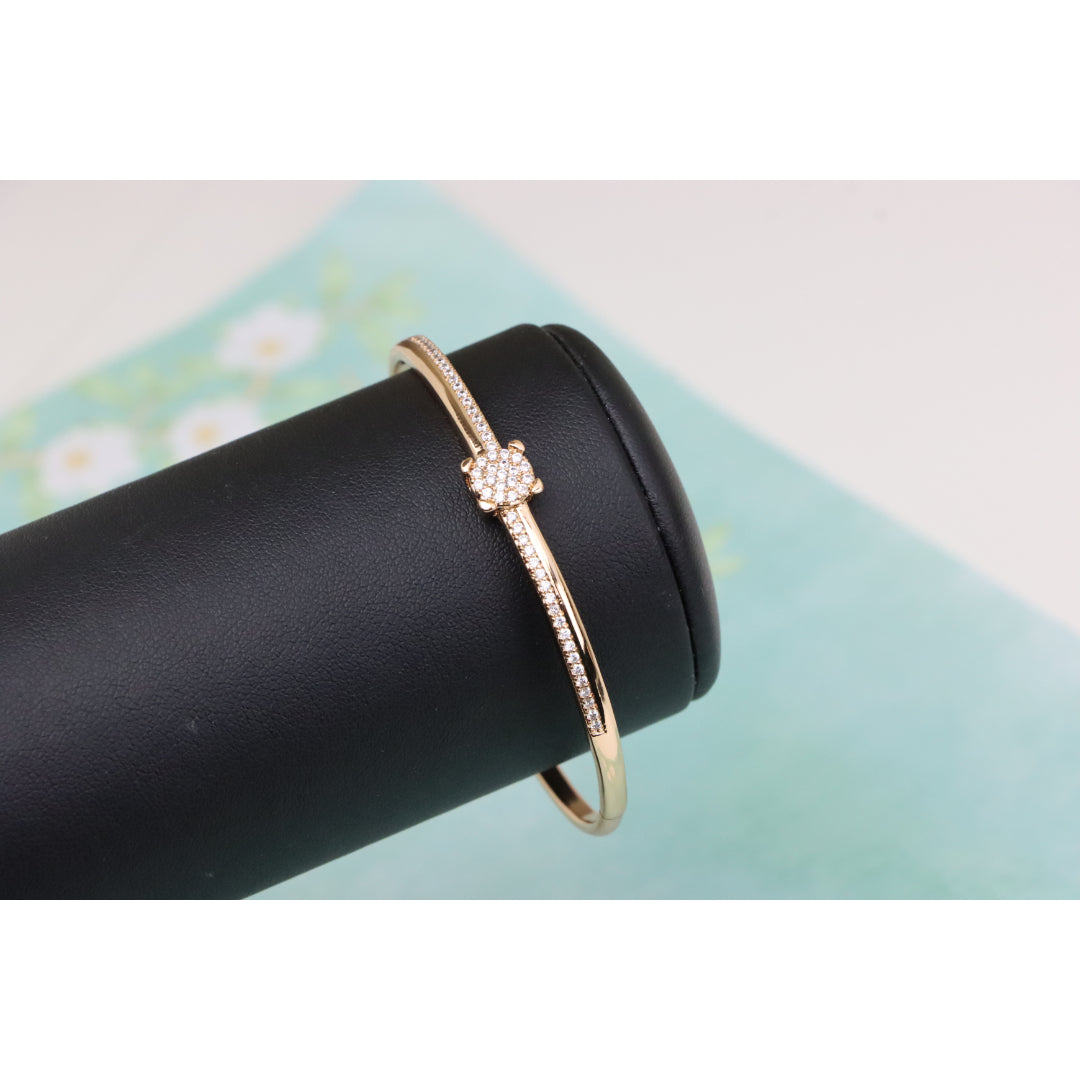 Rose Gold Bangle with Pave CZ Center Elegance, XPBL0531 (2054-1)
