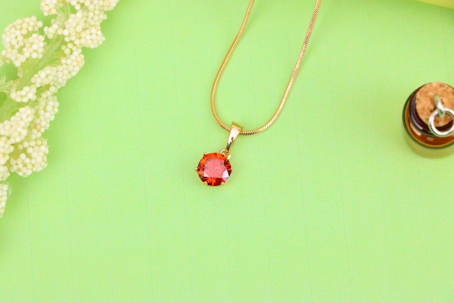 Radiant Red Round Pendant in Gold – Sparkle Elegance, XPPT1639 (2149-7)