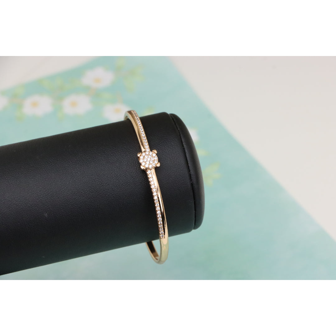 Rose Gold Bangle with Pave CZ Center Elegance, XPBL0531 (2054-1)