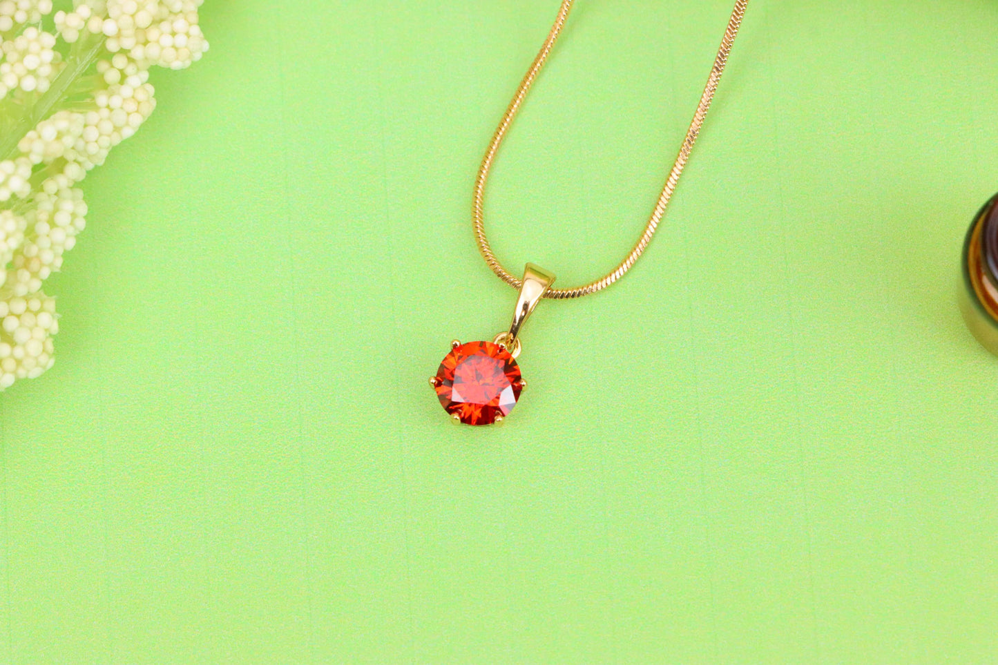 Radiant Red Round Pendant in Gold – Sparkle Elegance, XPPT1639 (2149-7)