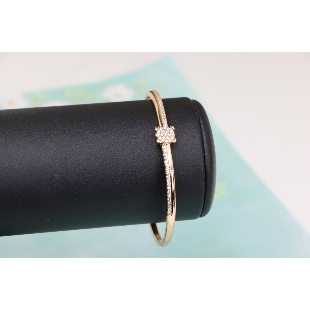 Rose Gold Bangle with Pave CZ Center Elegance, XPBL0531 (2054-1)