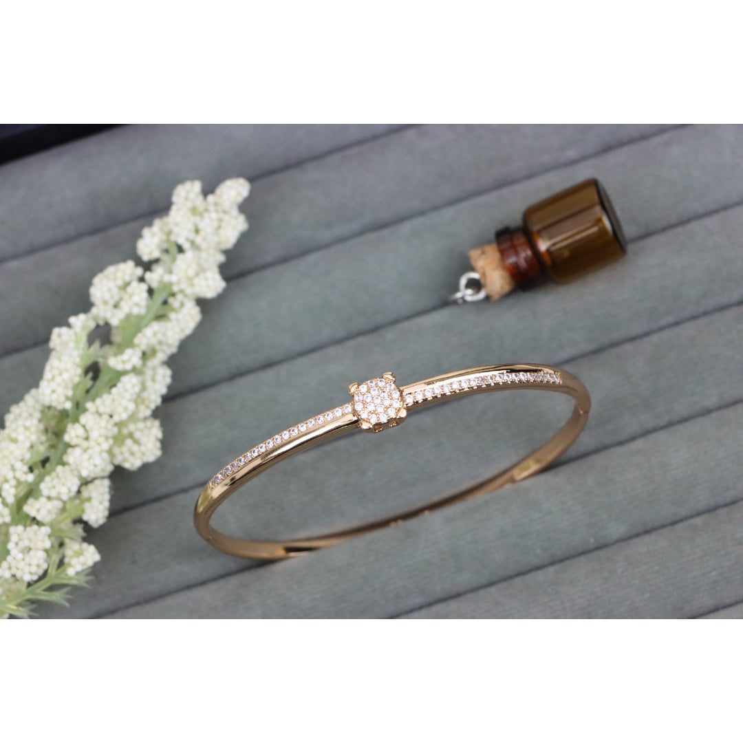 Rose Gold Bangle with Pave CZ Center Elegance, XPBL0531 (2054-1)