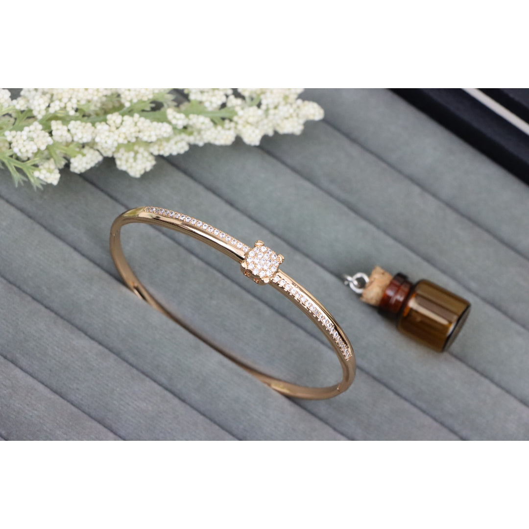Rose Gold Bangle with Pave CZ Center Elegance, XPBL0531 (2054-1)