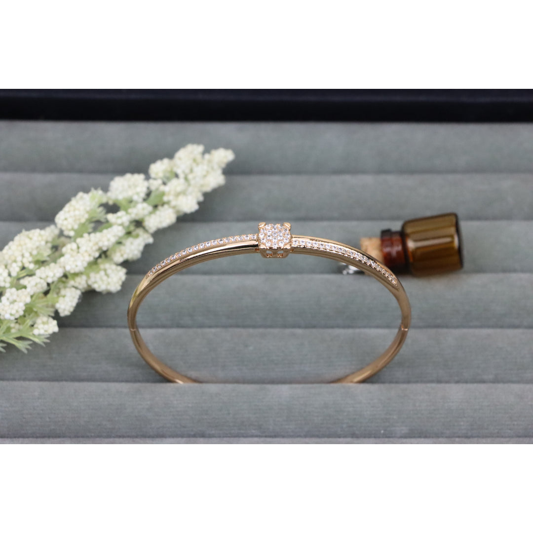 Rose Gold Bangle with Pave CZ Center Elegance, XPBL0531 (2054-1)