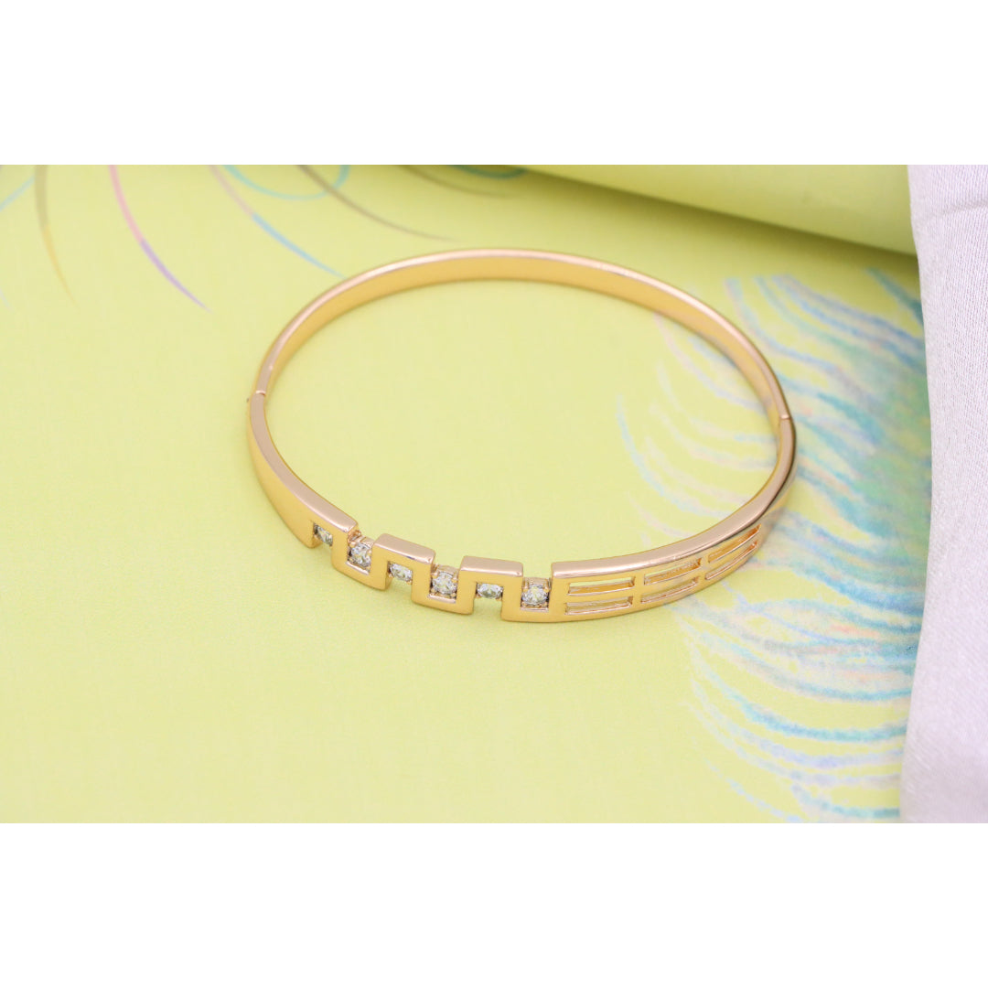 Rose Gold Geometric CZ Bangle Contemporary Style, XPBL0532 (2054-8)