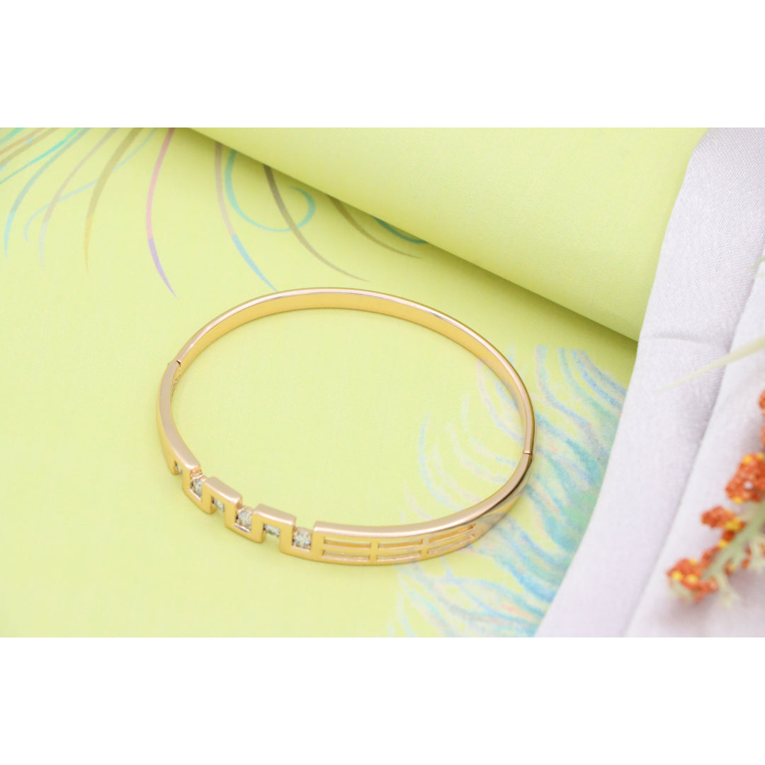 Rose Gold Geometric CZ Bangle Contemporary Style, XPBL0532 (2054-8)