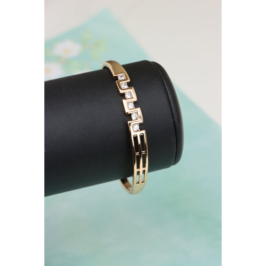 Rose Gold Geometric CZ Bangle Contemporary Style, XPBL0532 (2054-8)
