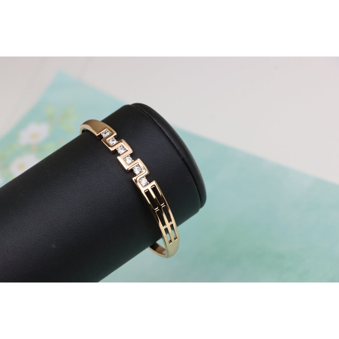 Rose Gold Geometric CZ Bangle Contemporary Style, XPBL0532 (2054-8)