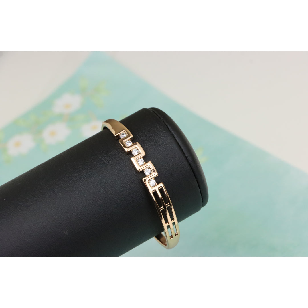 Rose Gold Geometric CZ Bangle Contemporary Style, XPBL0532 (2054-8)